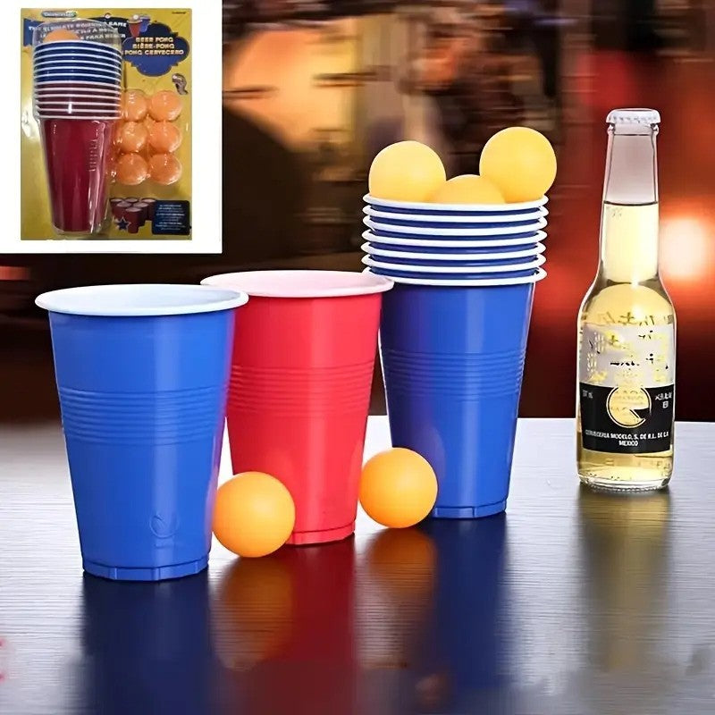 BEER PONG Set 12 glasses-12 Ping-Pong Balls